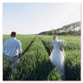 Scatto matrimonio al tramonto